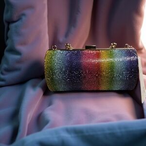 NWOT Caleesa Rainbow Crossbody Bag with Handle and Gold Crossbody chain